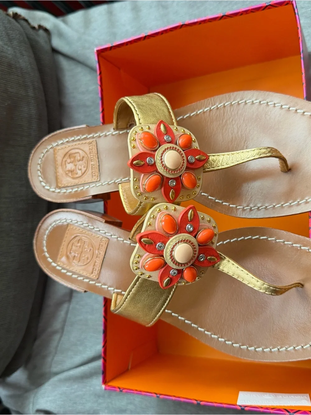 Tory Burch Metallic Gold Leather Sandals